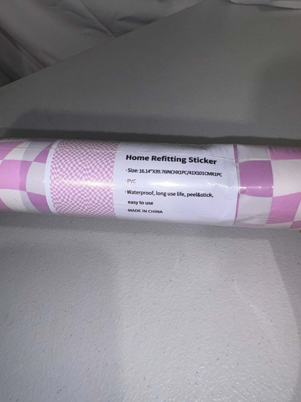QUCHENG Home Refitting Sticker Pink and White Checkerboard Peel and Stick Wallpa
